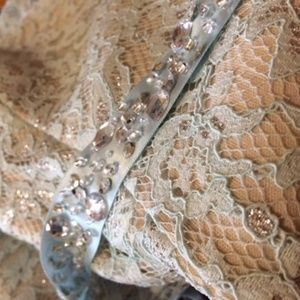 Sky blue full length prom dress